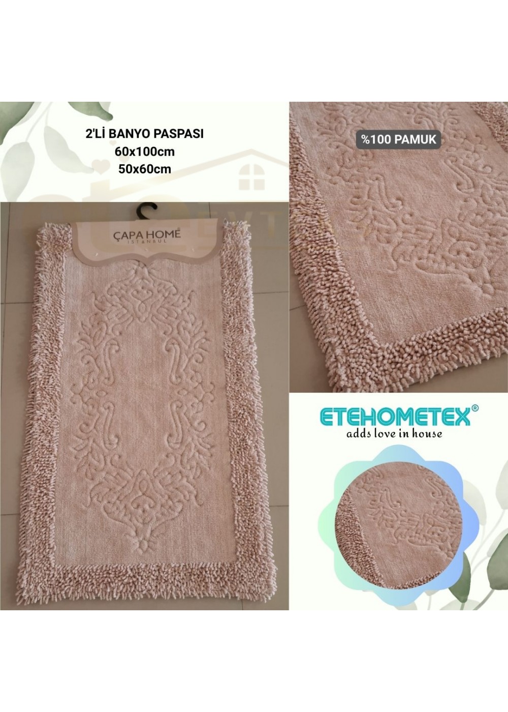 ÇAPA HOME PAMUK 2'Lİ BANYO PASPASI PUDRA 8696474231917 ÇAPA HOME PAMUK 2'Lİ BANYO PASPASI PUDRA 8696474231917
